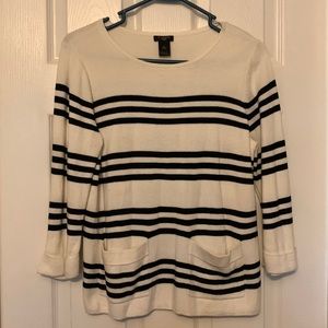 Ann Taylor Striped Cuffed Sleeve Sweater